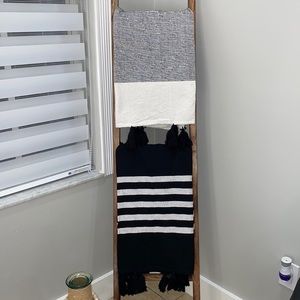 Kirklands Black Striped Throws with Tassels, Set of 2